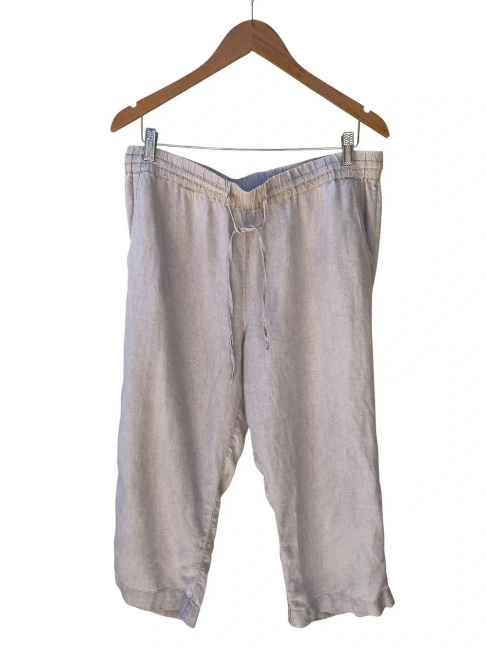 Charter Club Light Beige Drawstring Linen-Blend Joggers Sz Large